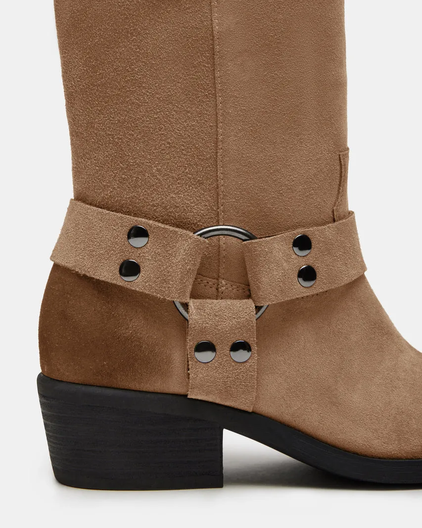 STEVE MADDEN RUSKIN TAUPE SUEDE COWBOY