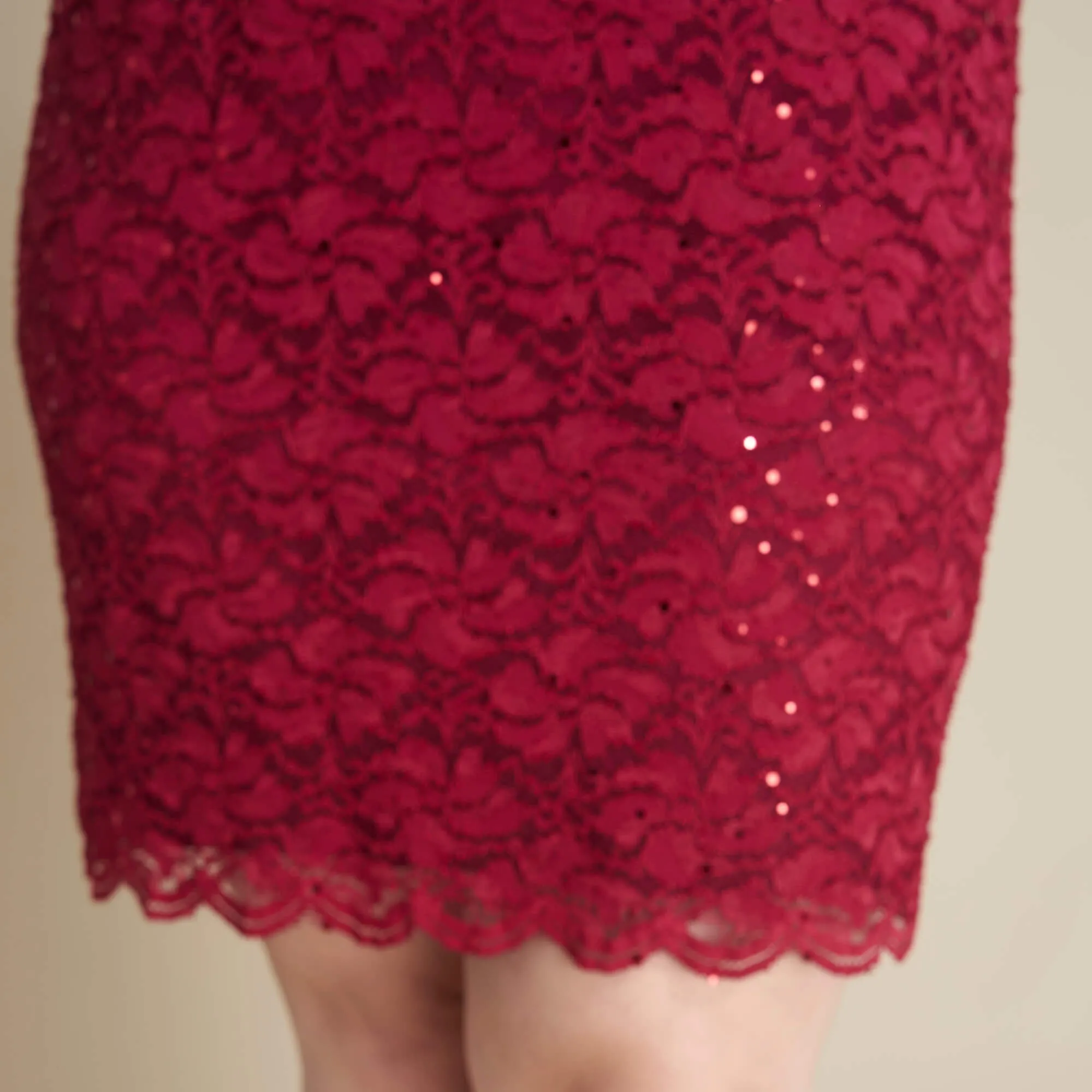 Stevie Scarlet Red Sequin Lace Dress