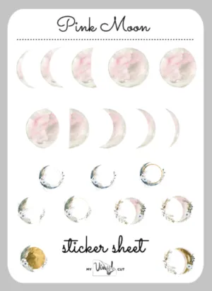 Sticker Sheet 32 Set of little planner stickers Pink Moon