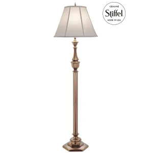 Stiffel 3-way Antique Brass Floor Lamp with Hexagon Design