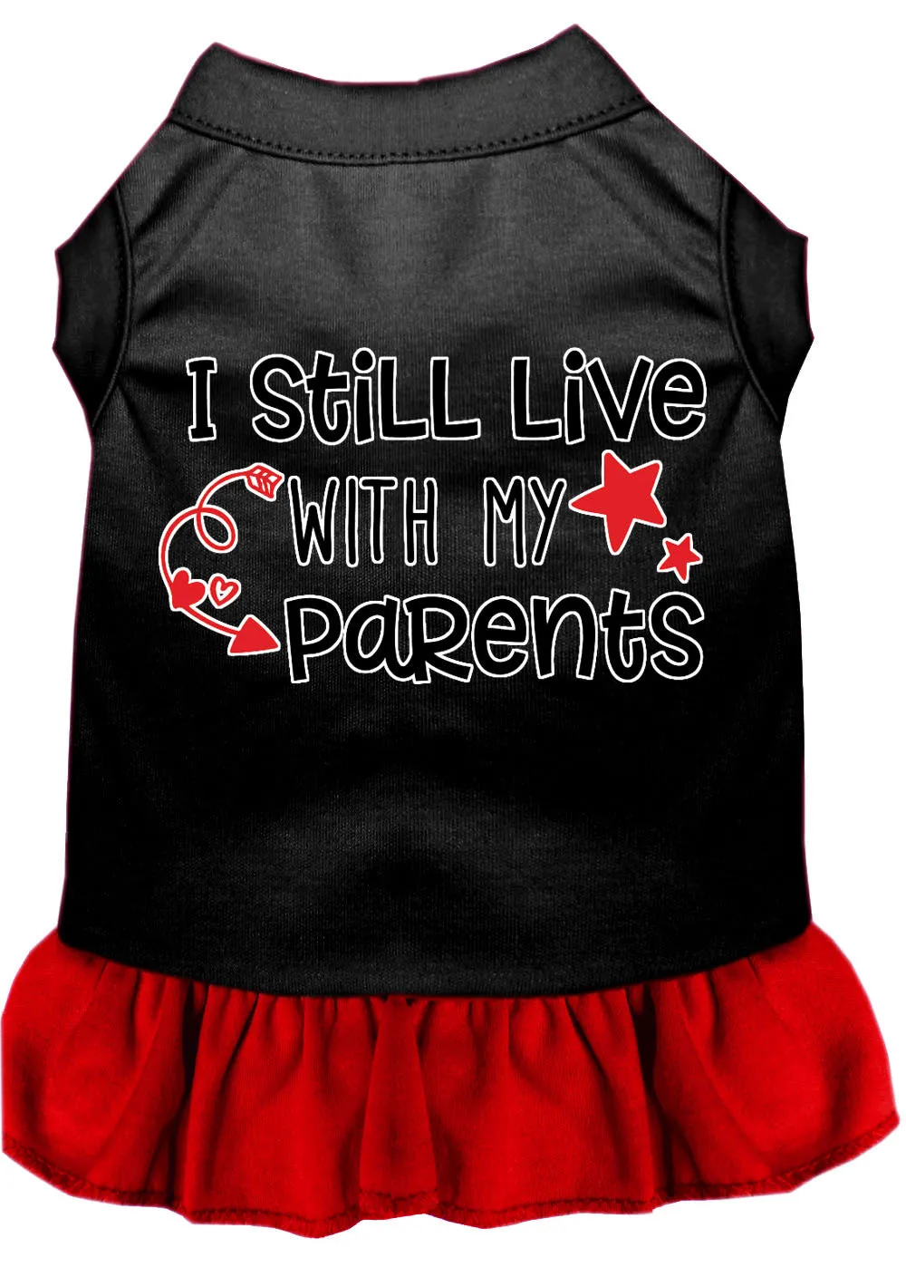 Still Live With My Parents Screen Print Dog Dress Black With Red Xxxl (20)