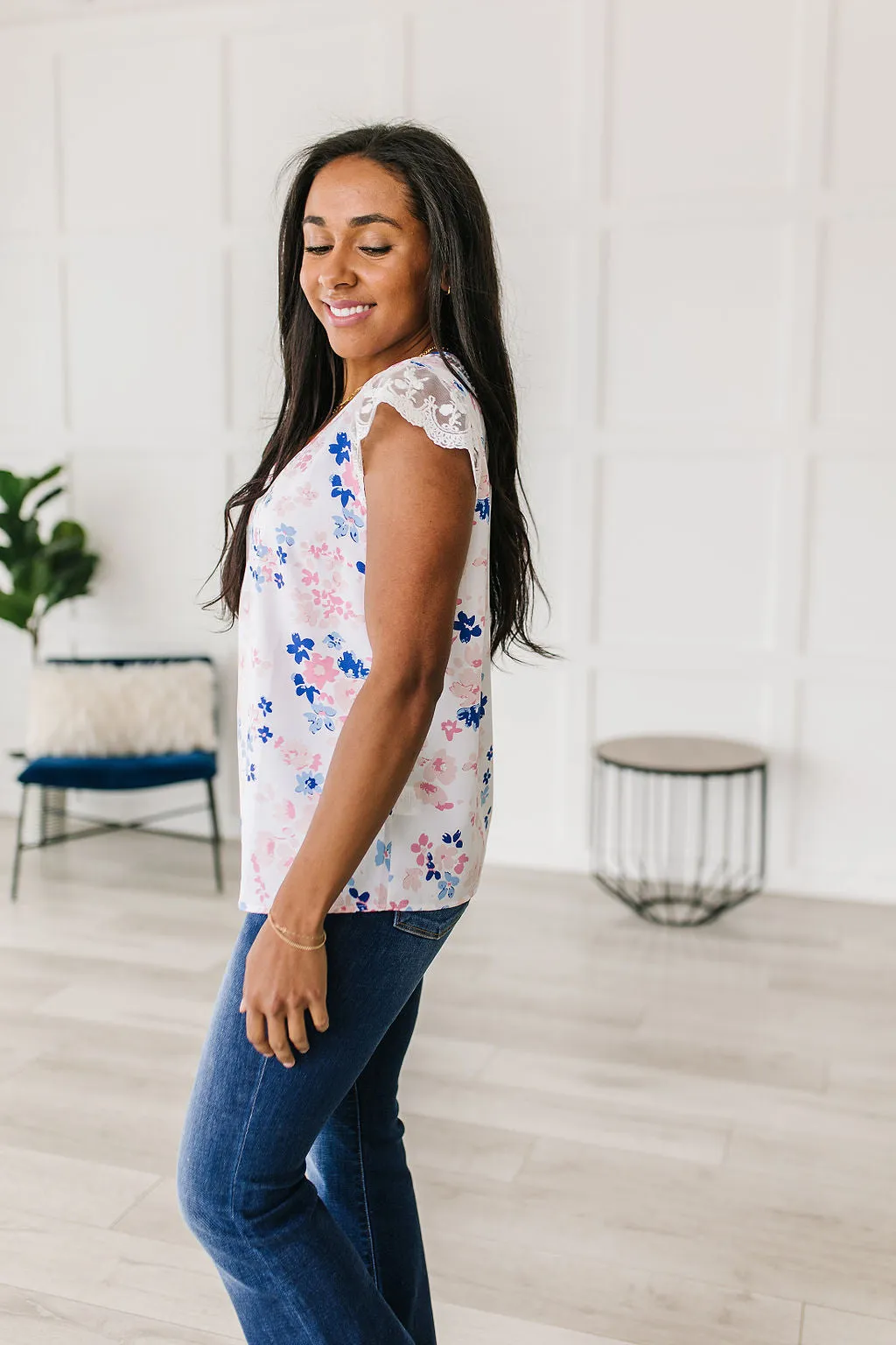 Still the One Lace Sleeve Floral Top