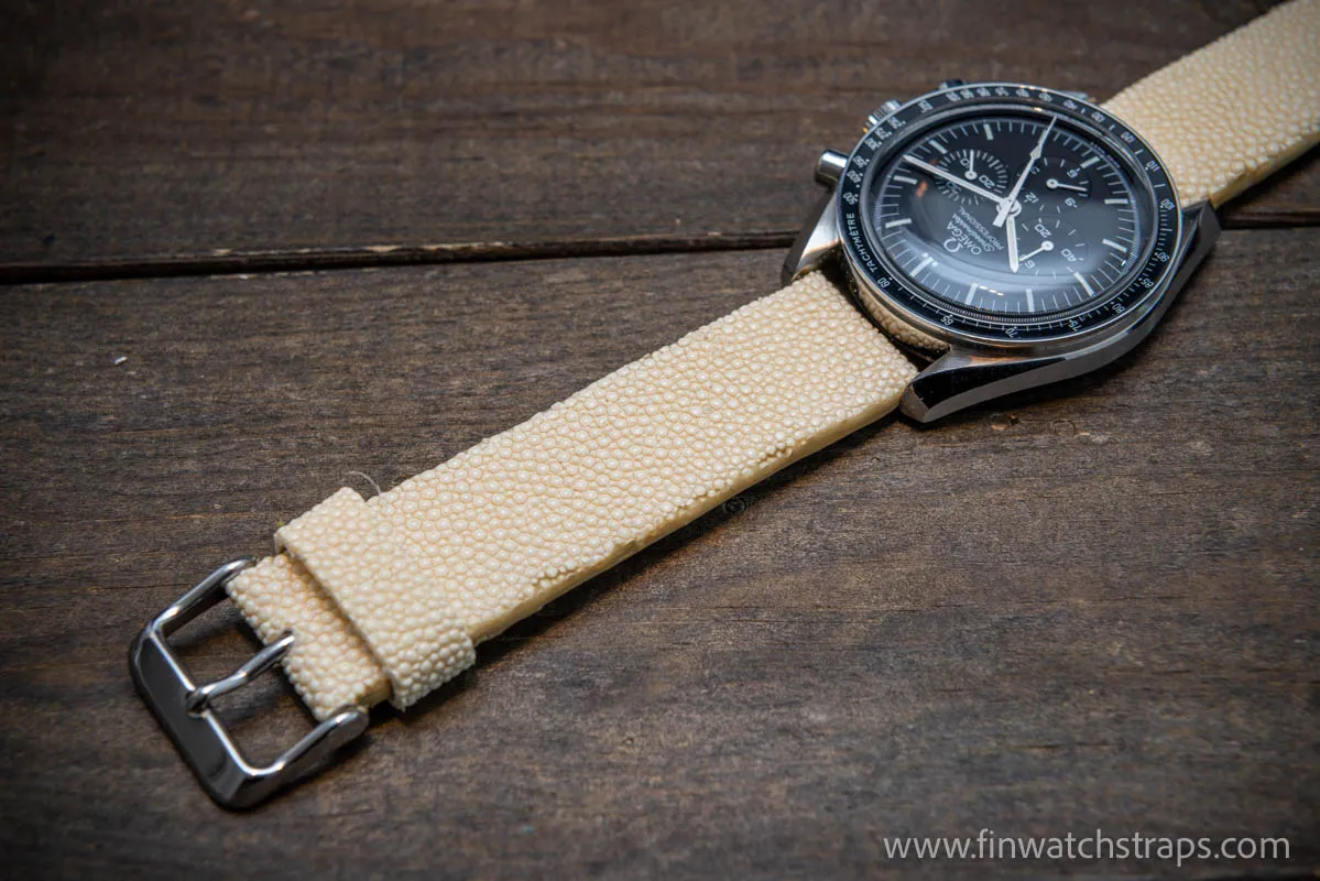 Stingray leather watch strap/ Pearl beige color