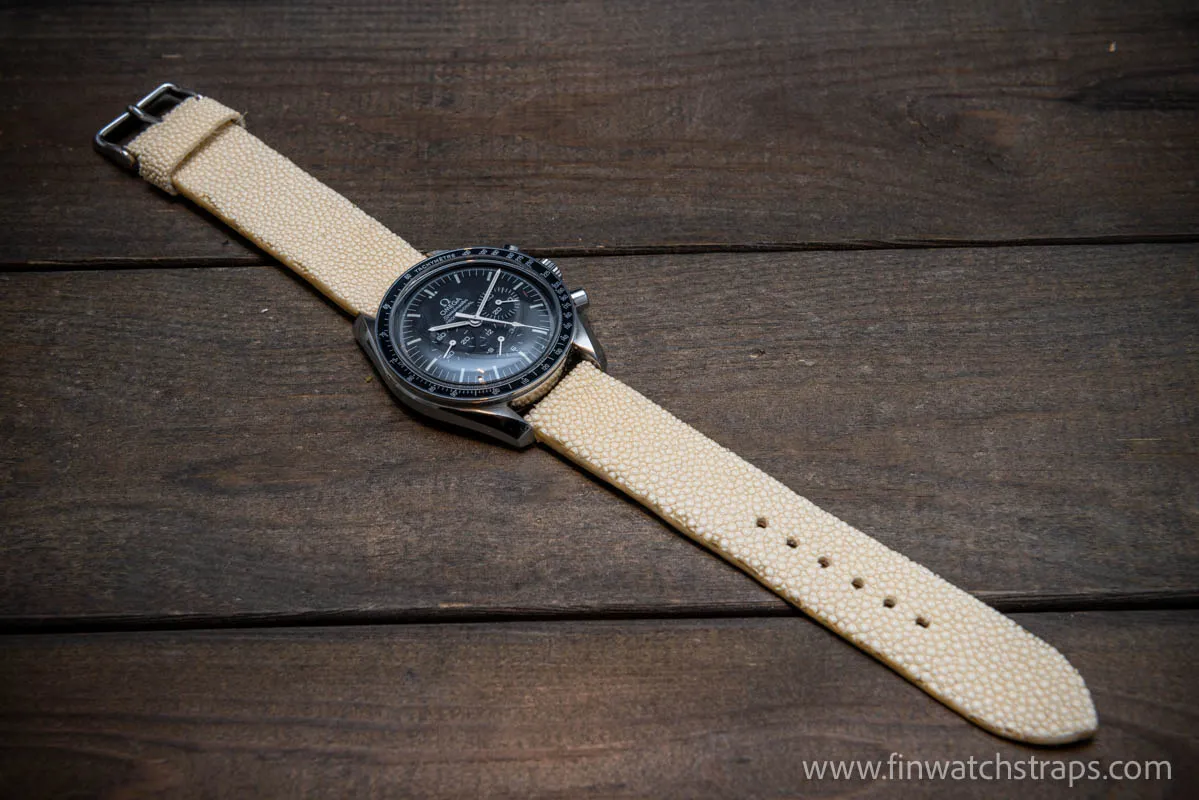 Stingray leather watch strap/ Pearl beige color