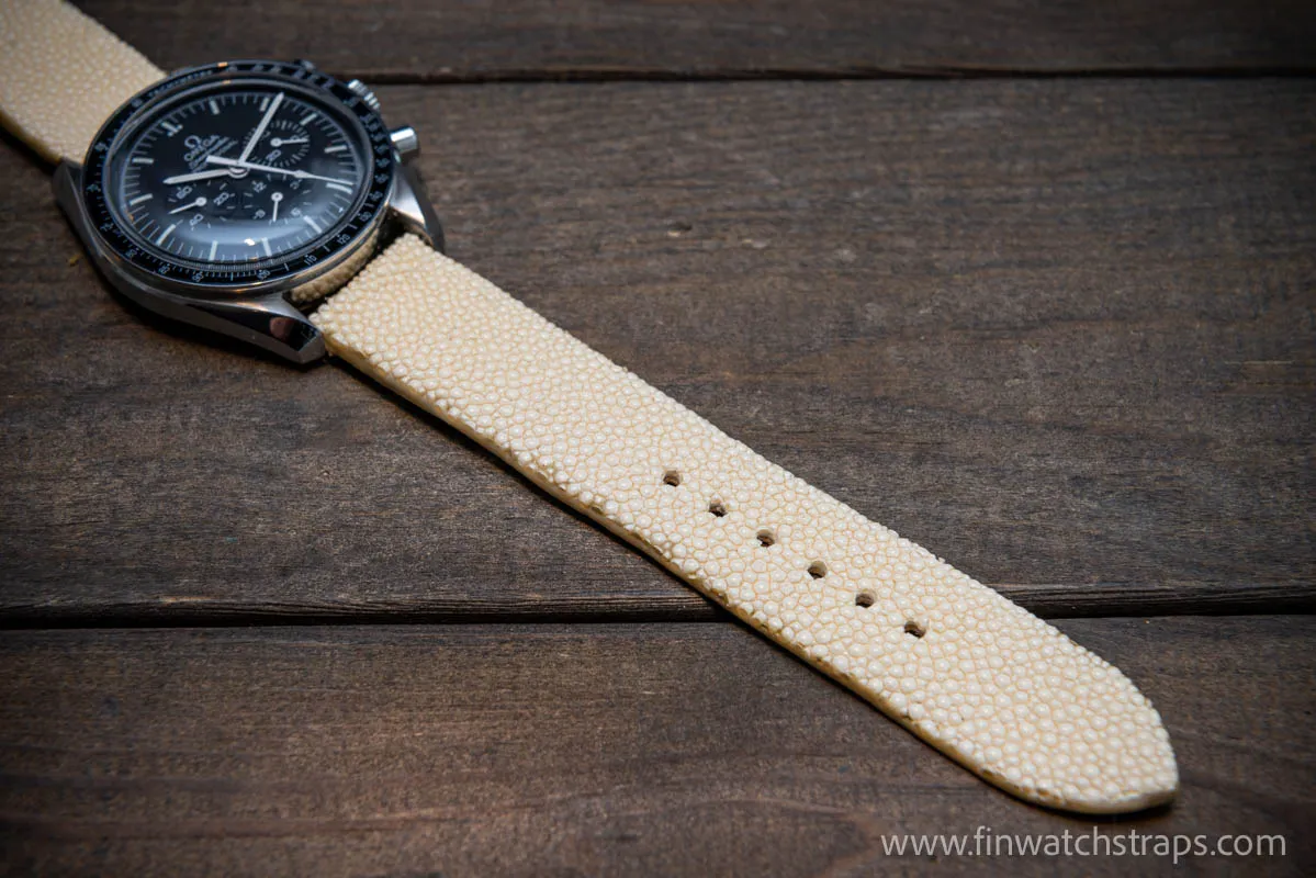 Stingray leather watch strap/ Pearl beige color