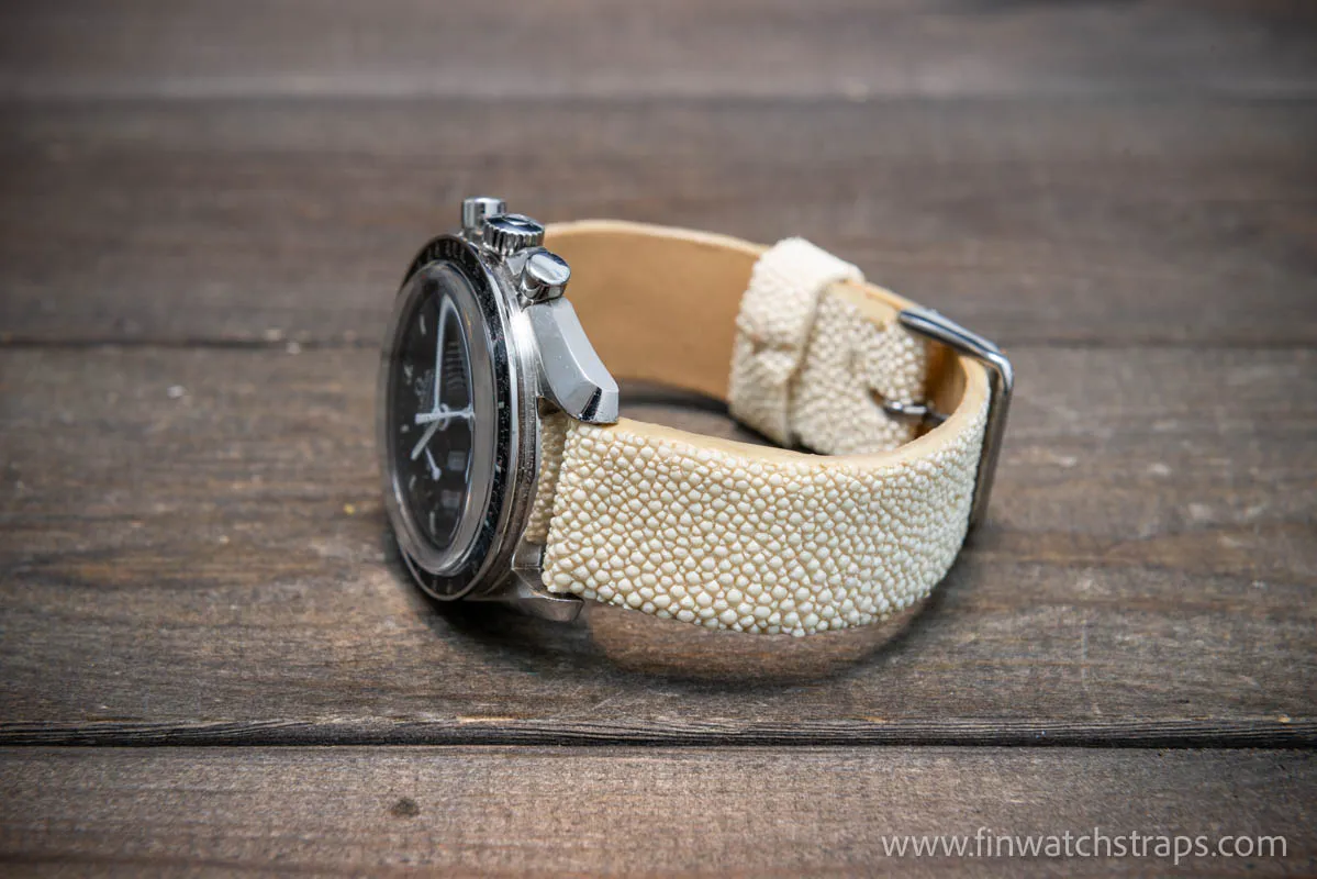 Stingray leather watch strap/ Pearl beige color