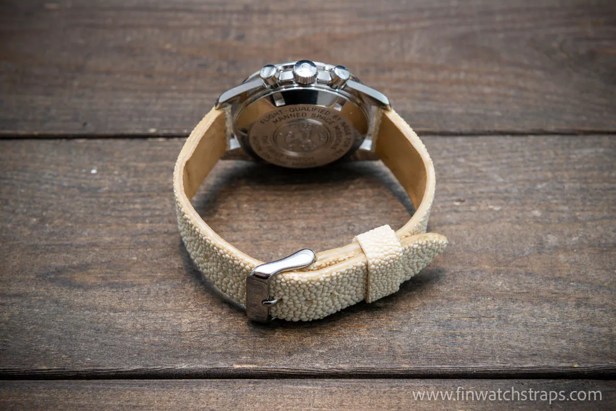 Stingray leather watch strap/ Pearl beige color