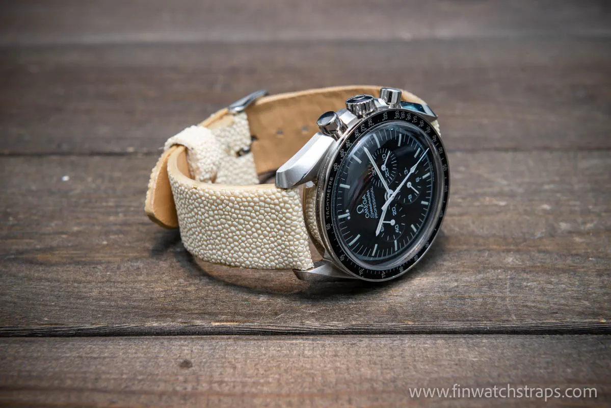 Stingray leather watch strap/ Pearl beige color