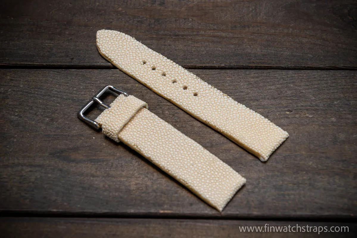 Stingray leather watch strap/ Pearl beige color