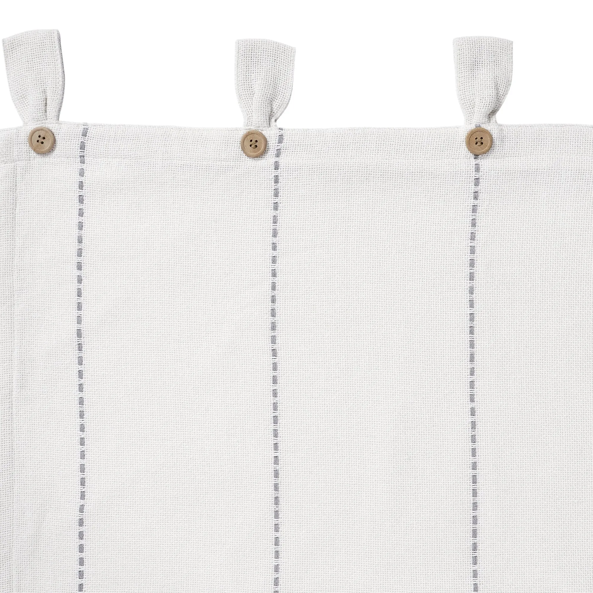 Stitched Burlap White Lined Panel Curtains 84"