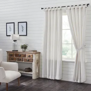 Stitched Burlap White Lined Panel Curtains 84"