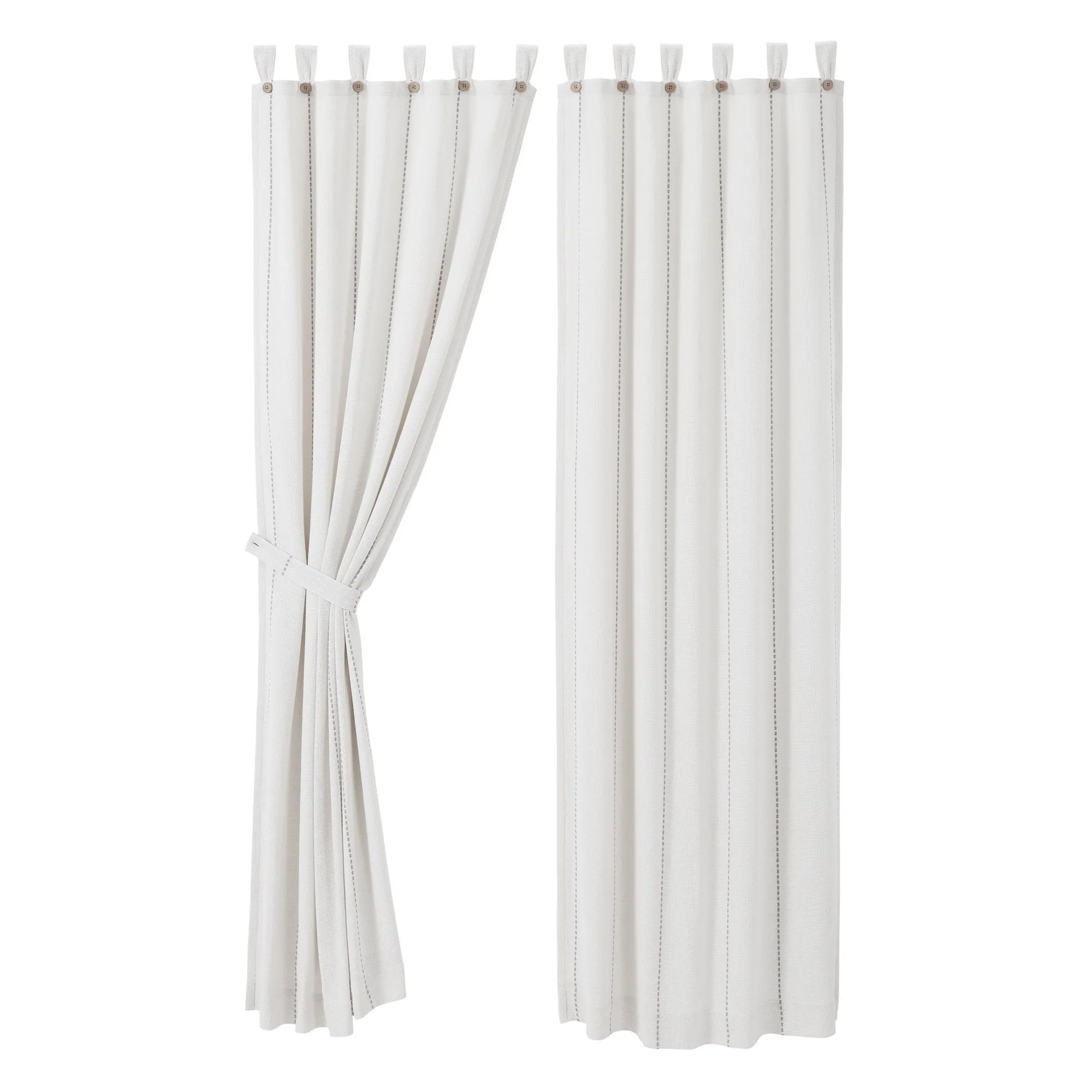 Stitched Burlap White Lined Panel Curtains 84"