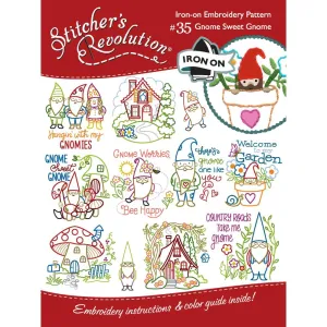 Stitcher's Revolution Iron-On Transfers - Gnome Sweet Gnome*