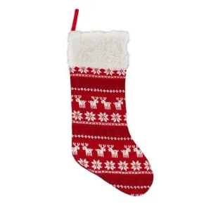 Stocking Deer Snowflake Red/White 60cm