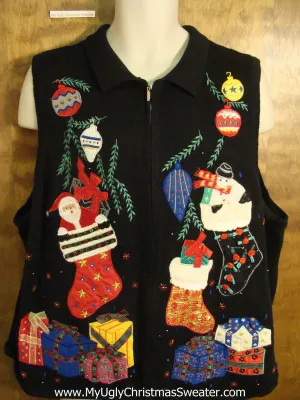 Stockings and Gifts Ugly Christmas Sweater Vest