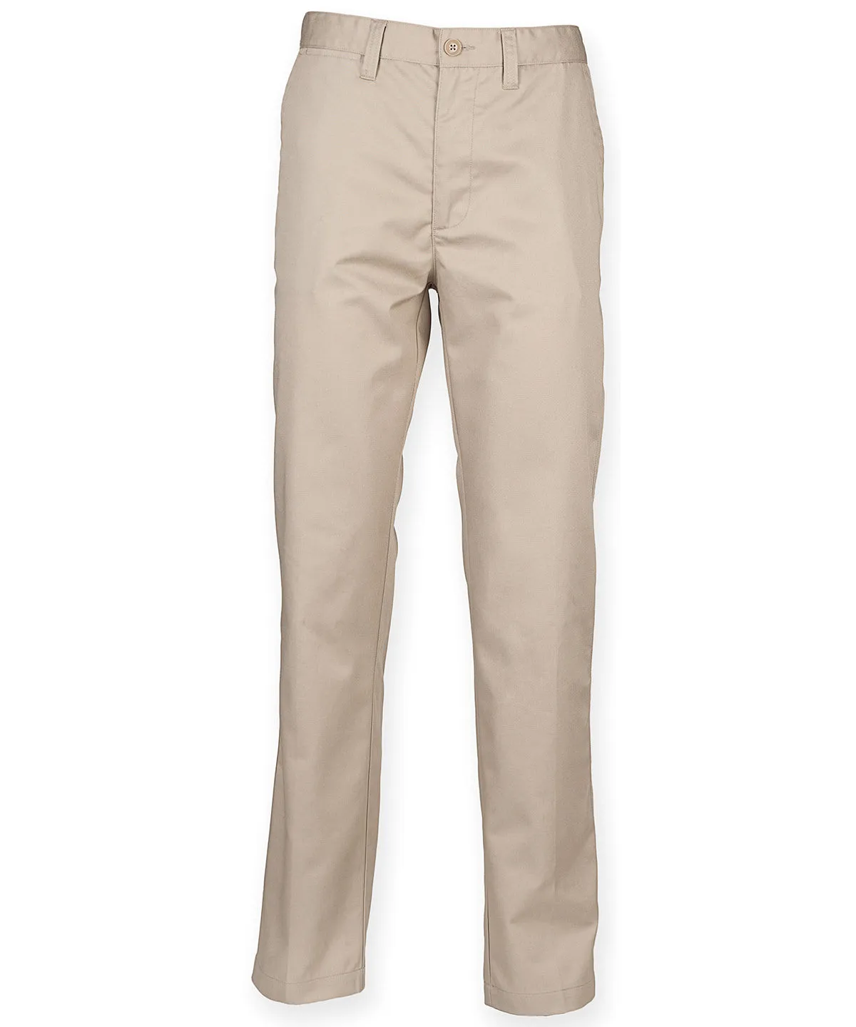 Stone - 65/35 flat fronted chino trousers