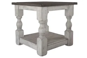 Stone - End Table - Antiqued Ivory / Weathered Gray