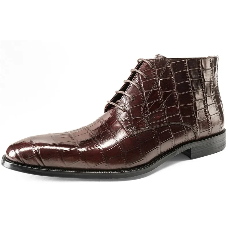 StoneLux Leather Lace-up Brogue Ankle Boots