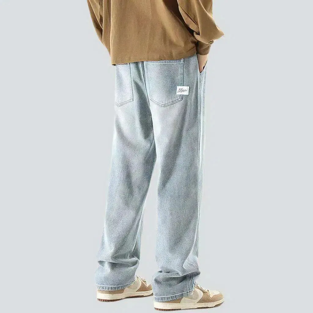 Stonewashed men's baggy jeans