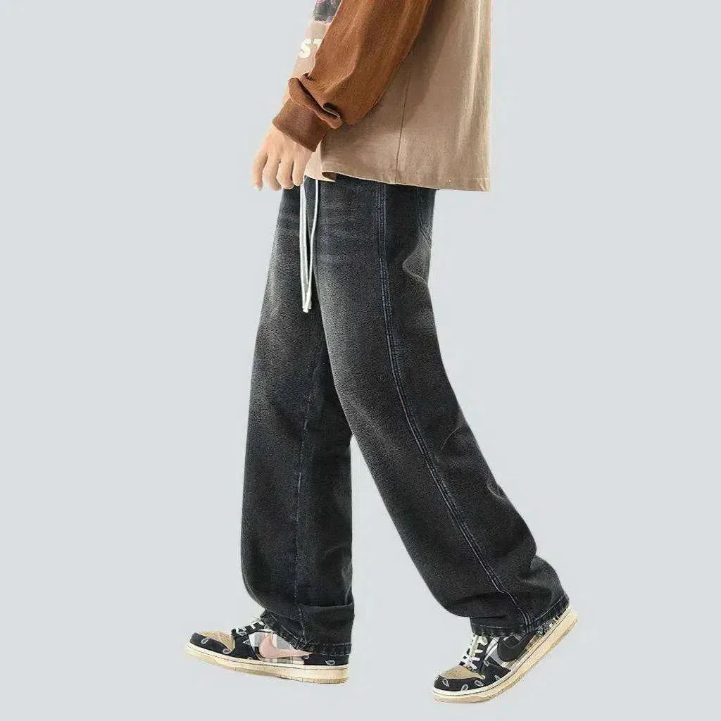 Stonewashed men's baggy jeans