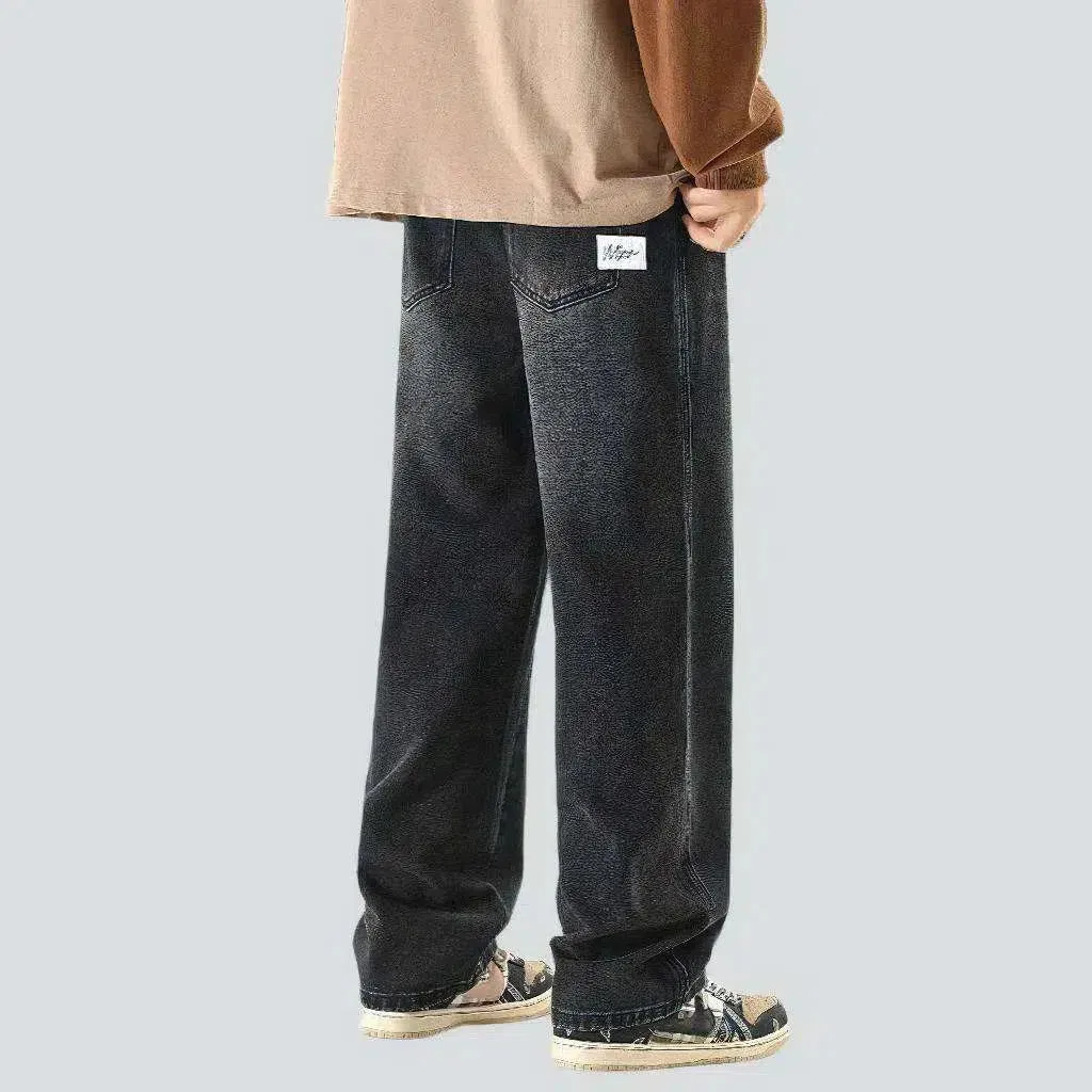 Stonewashed men's baggy jeans