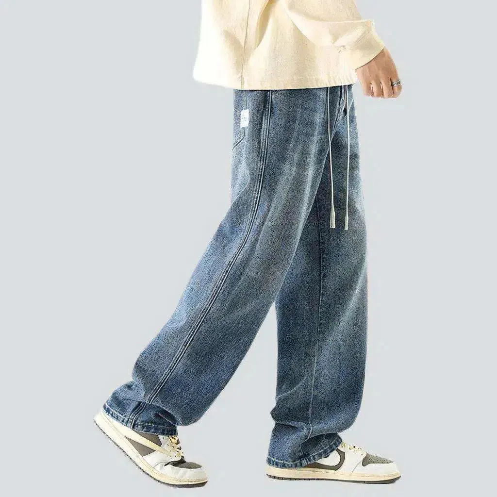 Stonewashed men's baggy jeans