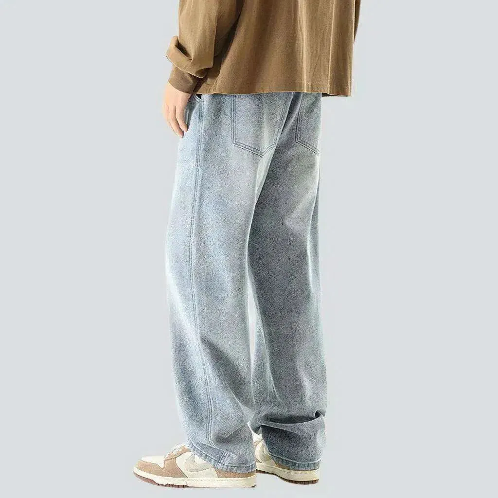 Stonewashed men's baggy jeans