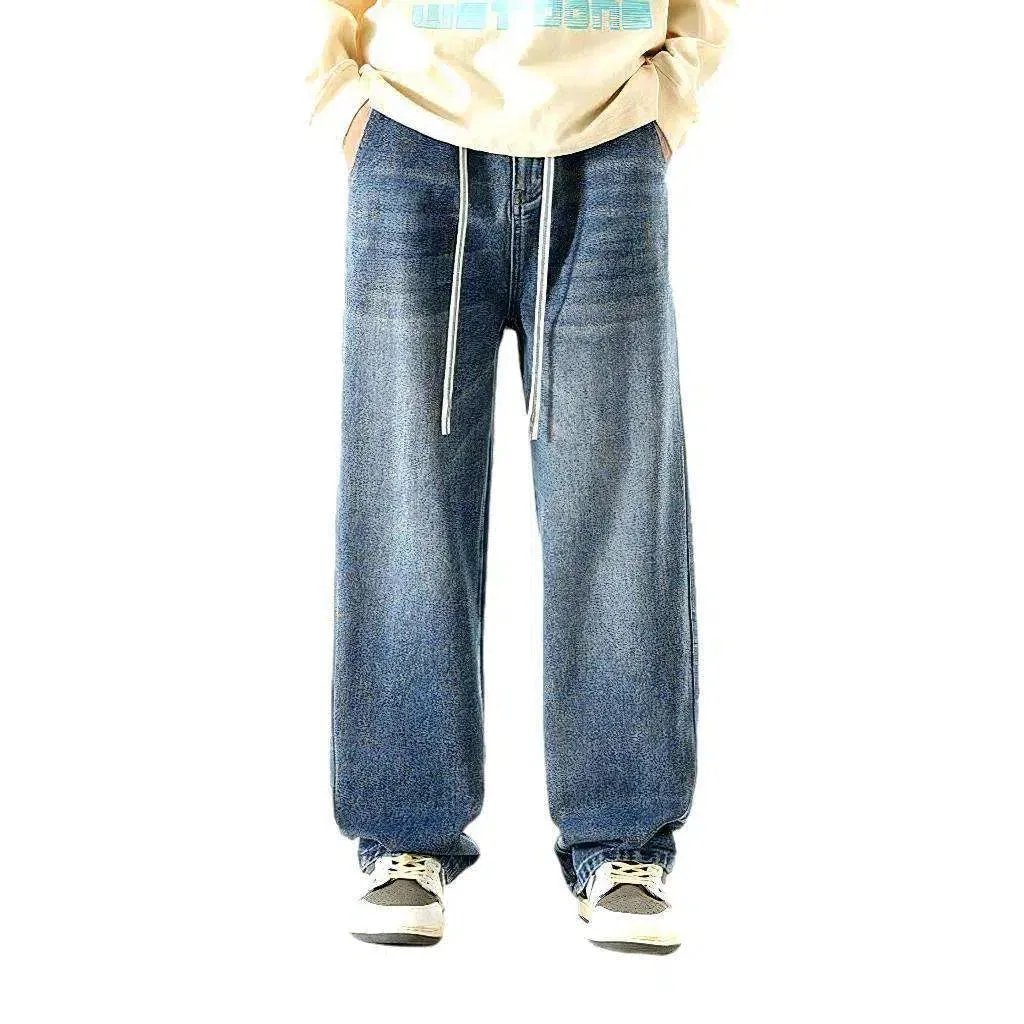 Stonewashed men's baggy jeans