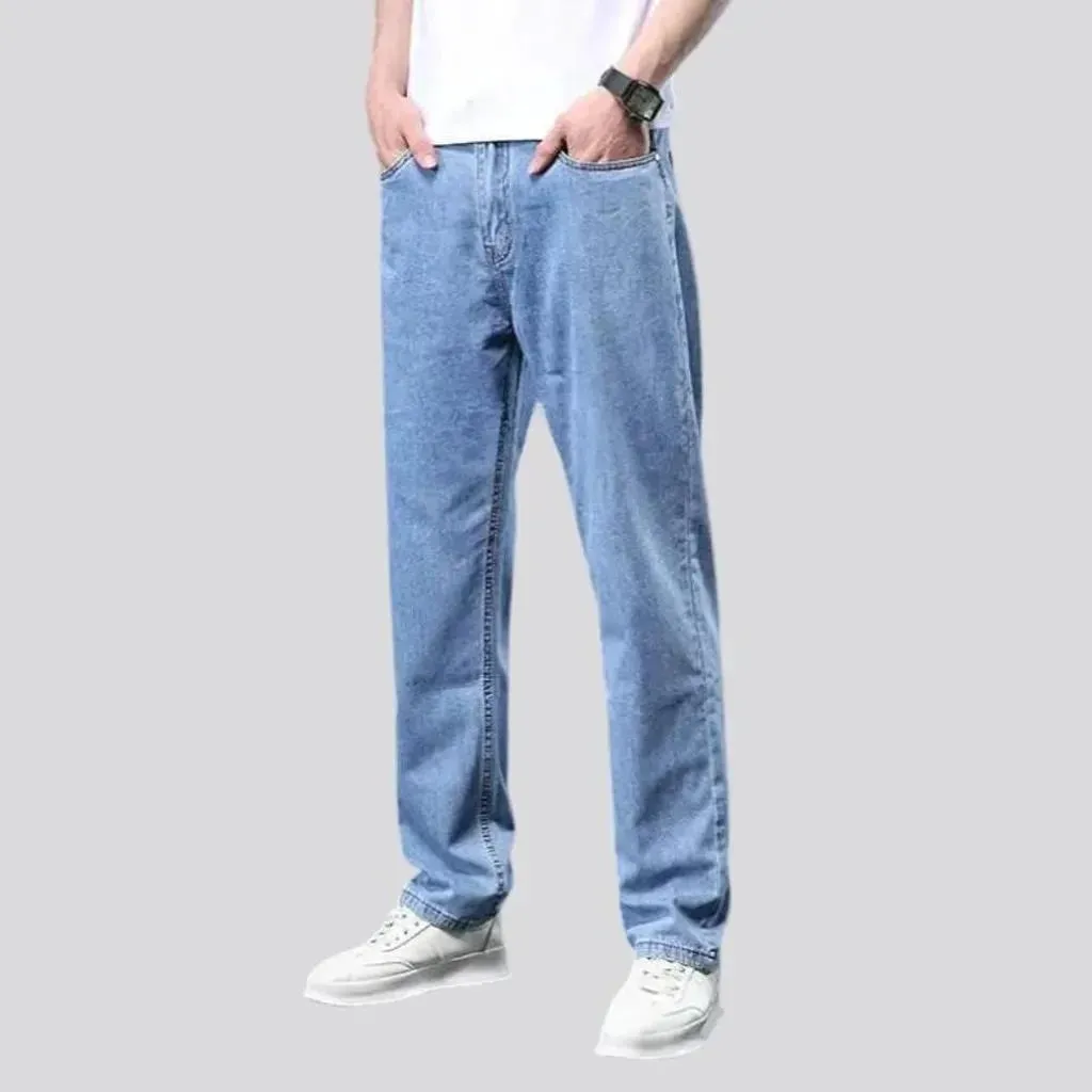 Stonewashed men's thin jeans