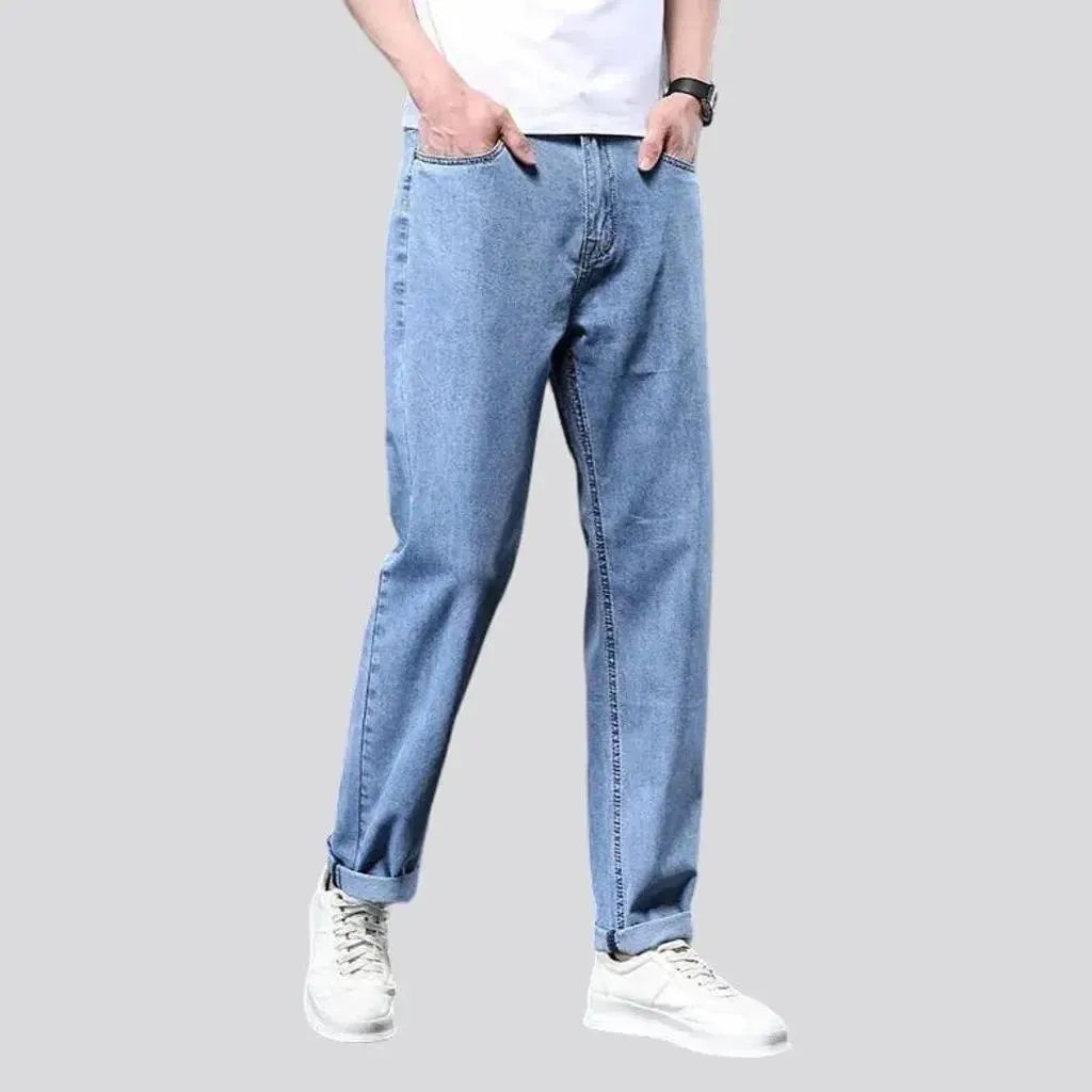 Stonewashed men's thin jeans