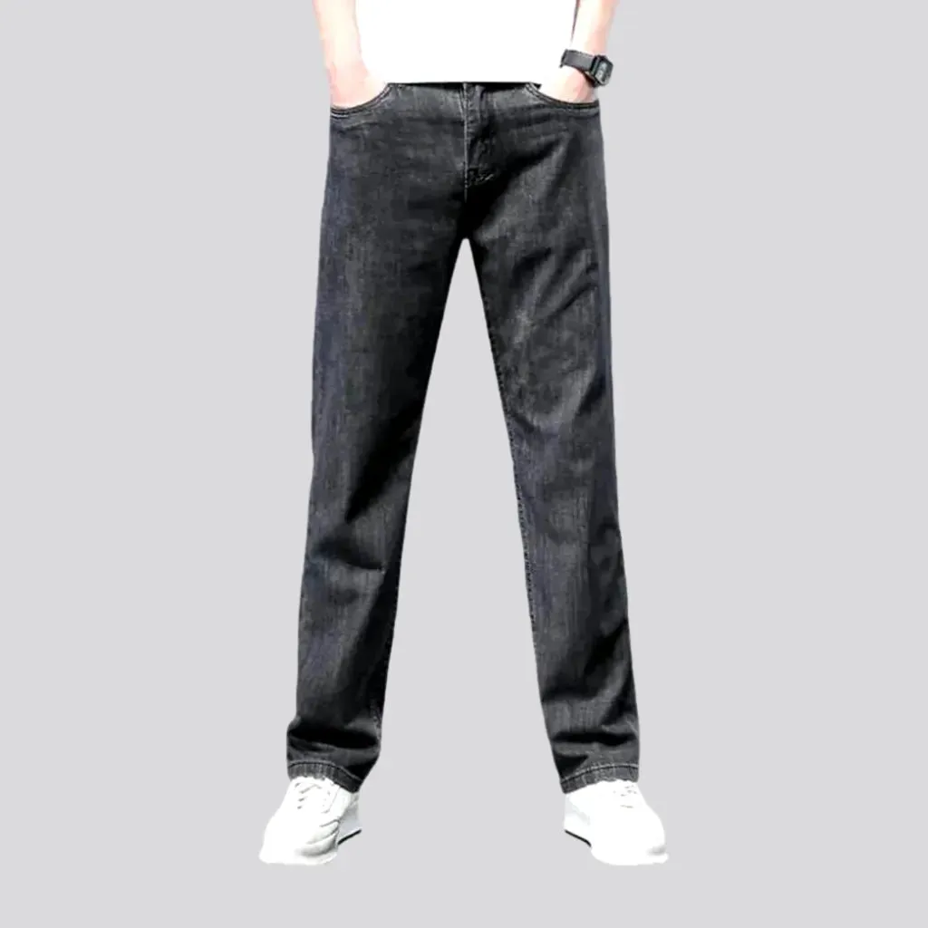 Stonewashed men's thin jeans