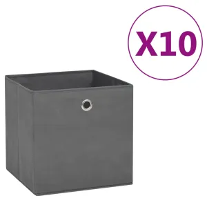 Storage Boxes 10 pcs Non-woven Fabric 28x28x28 cm Grey