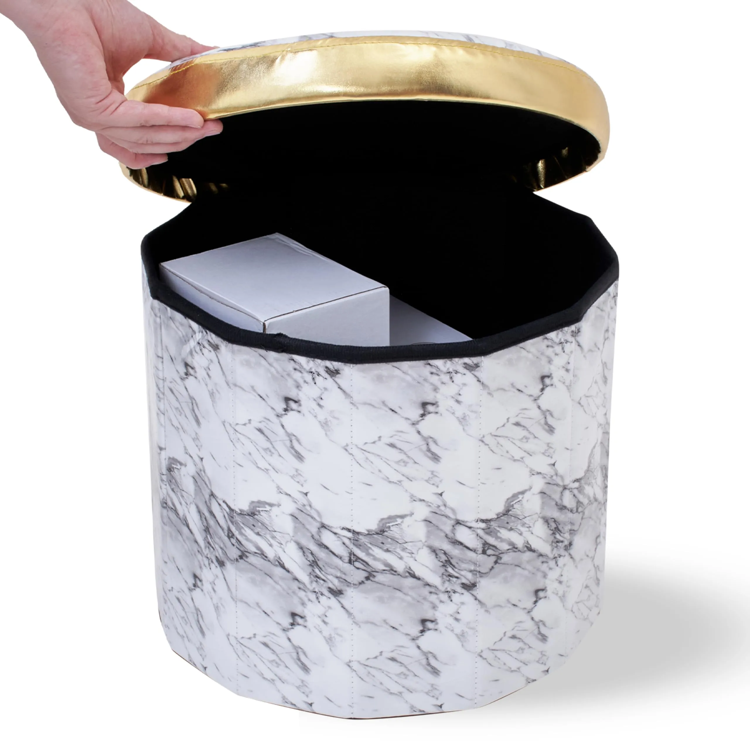 Storage Stool Marble - Elegant Marble White 145x145x145 Inches - Space