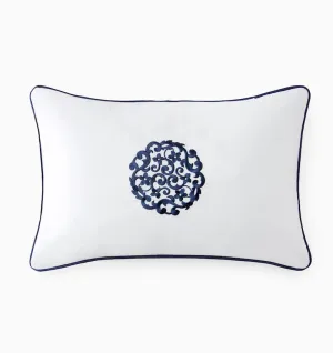 Storia White and Navy Decorative Pillow by Sferra