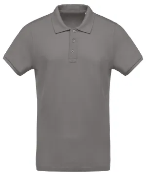 Storm Grey - Men's organic piqué short-sleeved polo shirt