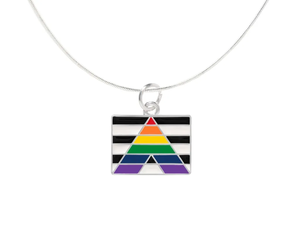 Straight Ally Flag Heart Necklaces