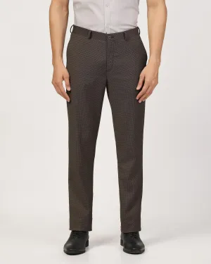 Straight B-90 Formal Brown Textured Trouser - Finess