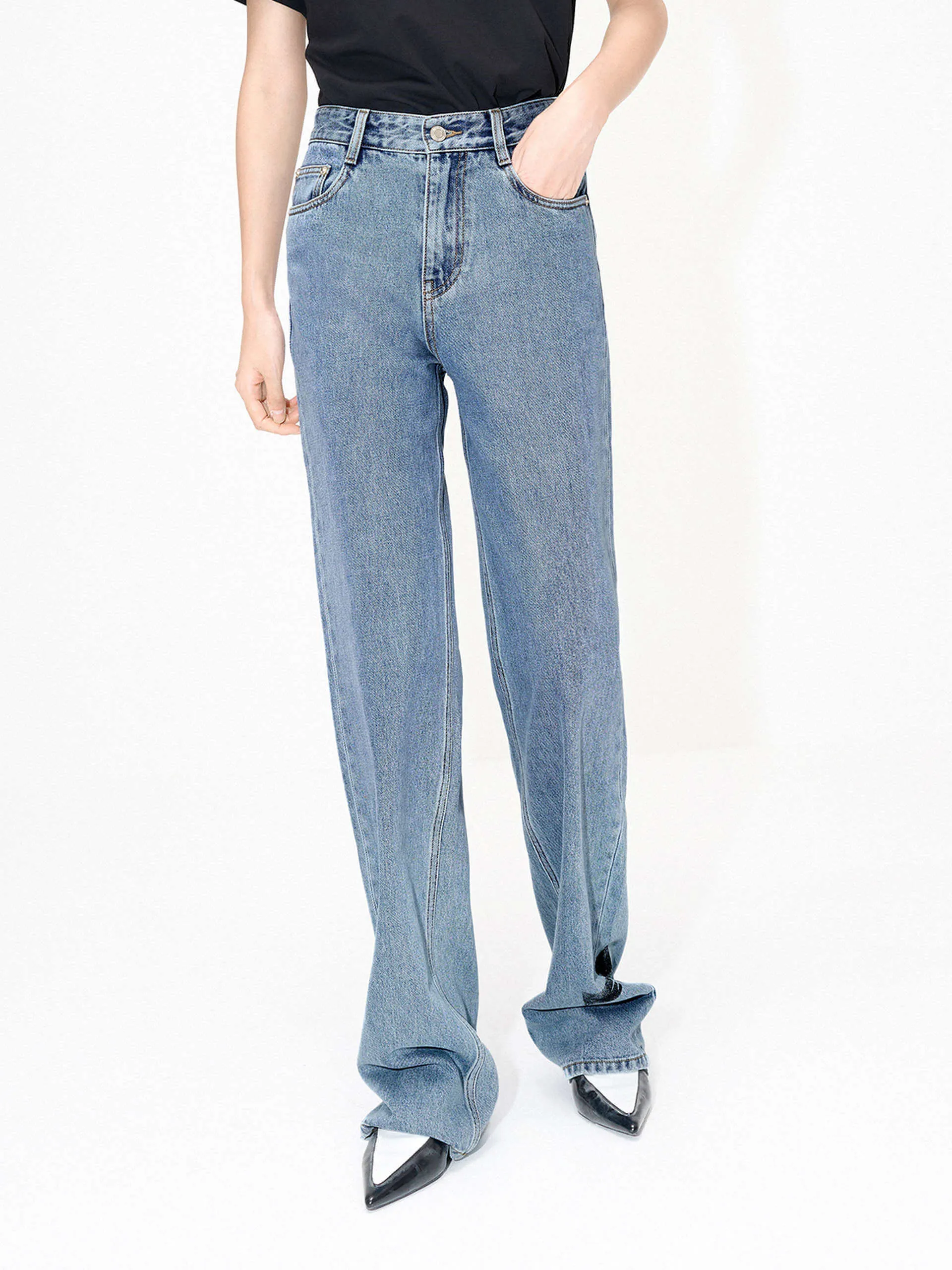 Straight Bowknot Details Jeans