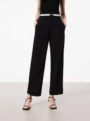 Straight Contrast Waist Pants