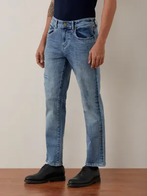 Straight Fit Mid Blue Plain Jeans