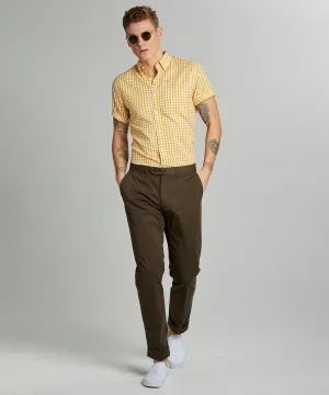 Straight Fit Tab Front Stretch Chino in Olive