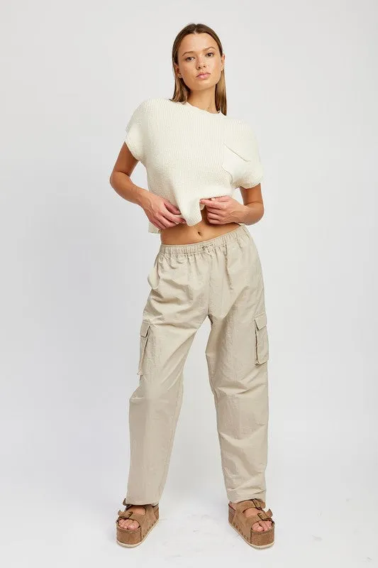 STRAIGHT LEG PANTS WITH ELASTIC WAIST BAND *Online Only*