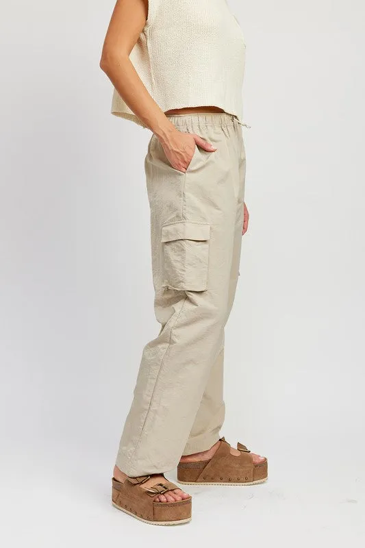 STRAIGHT LEG PANTS WITH ELASTIC WAIST BAND *Online Only*