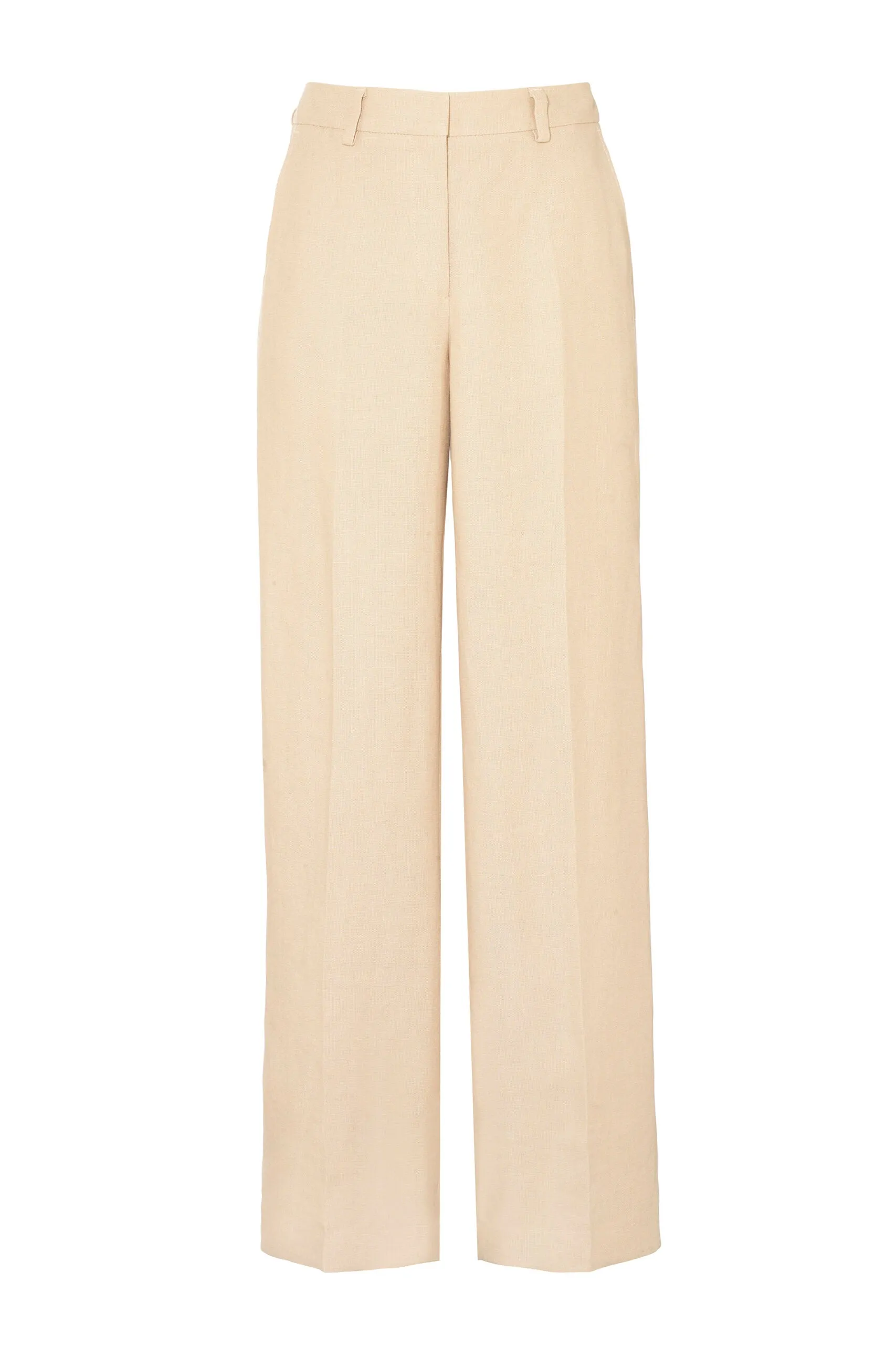 Straight-Leg Trousers in Neutral Linen by Anna James