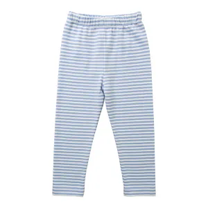 Straight Leggings -Sky Blue/White Stripe