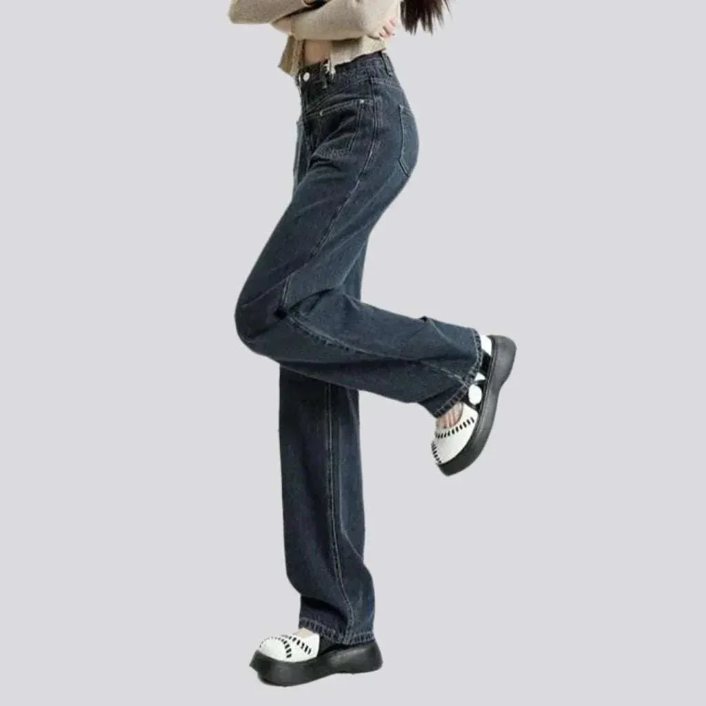 Straight pocket retro women's jeans