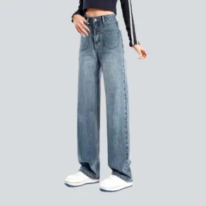 Straight pocket retro women's jeans