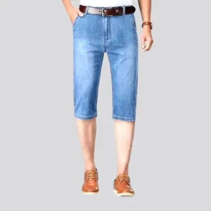 Straight sanded jeans shorts