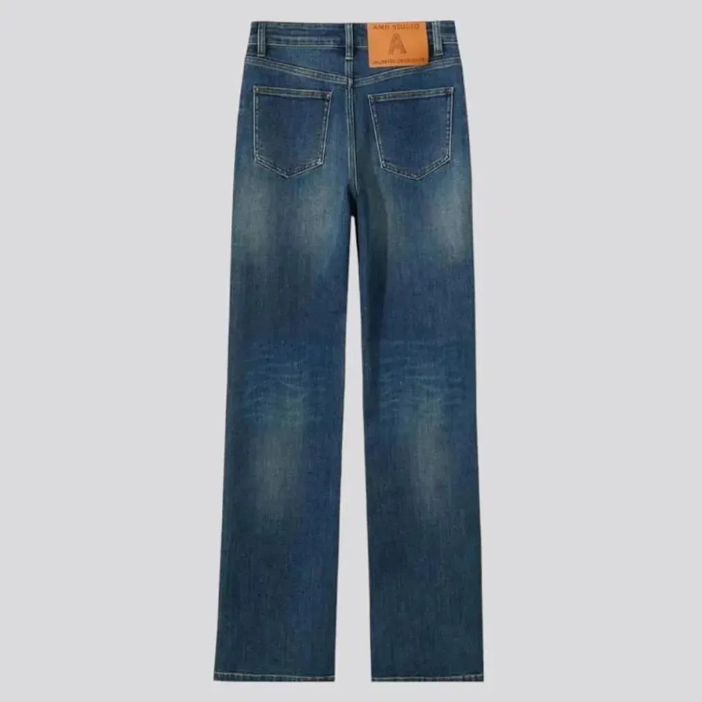 Straight whiskered jeans