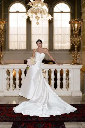 Strapless Mikado Elegant Big Bowknot Custom Wedding Dress